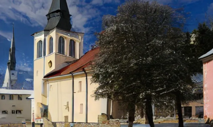 Kostel svatého Mikuláše (Bedřichov) – zima