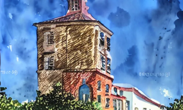 Kostel svatého Mikuláše (Droužkovice) – akvarel