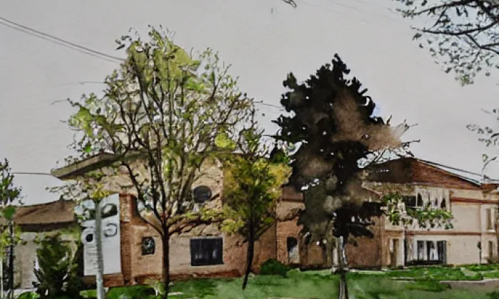 Kostel svatého Mikuláše (Horní Brusnice) – akvarel