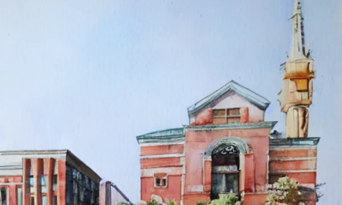 Kostel svatého Mikuláše (Ludgeřovice) – akvarel