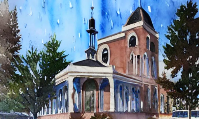 Kostel svatého Mikuláše (Sebranice) – akvarel