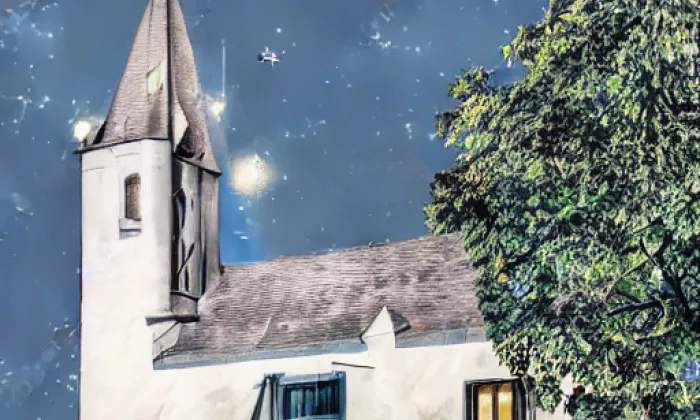 kostel svatého Mikuláše (Stolany) – noc
