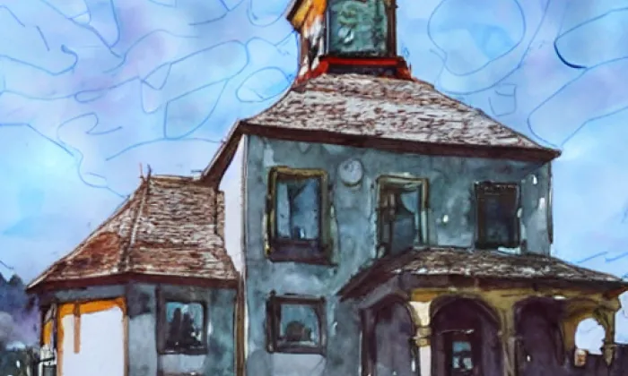 Kostel svatého Mikuláše (Vinec) – akvarel