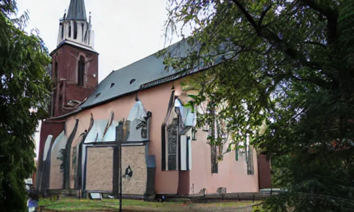kostel svatého Mikuláše v Březové – akvarel