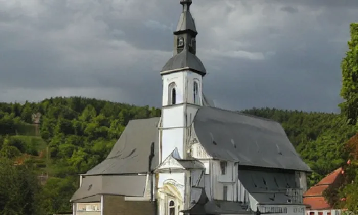 kostel svatého Mikuláše v Bílém Kostele nad Nisou – winter