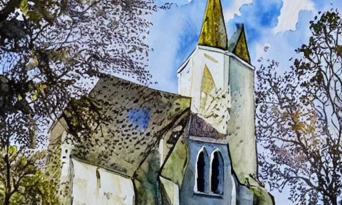 Kostel svatého Mořice (Annín) – akvarel