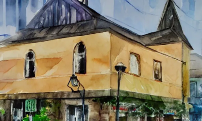Kostel svatého Ondřeje (Luby) – akvarel