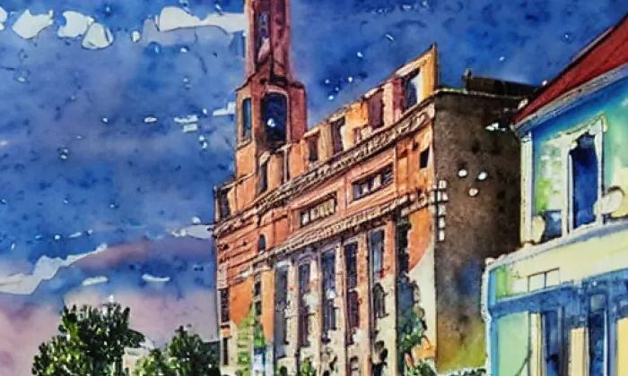 Kostel svatého Ondřeje (Rychnov nad Malší) – akvarel