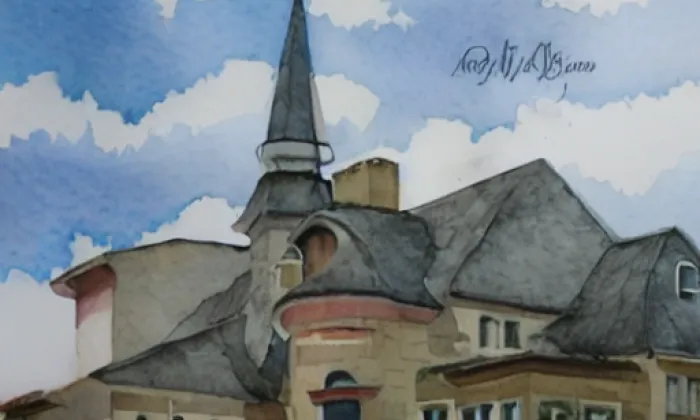kostel svatého Ondřeje (Slavonín) – akvarel