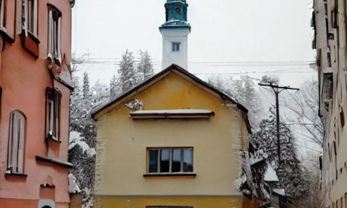 kostel svatého Ondřeje s Mozartovými sady – winter