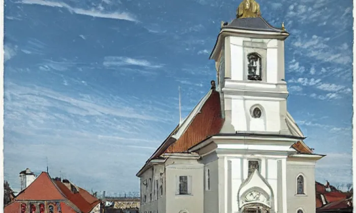 Kostel svatého Petra a Pavla, Říčany, okres Praha-východ – akvarel