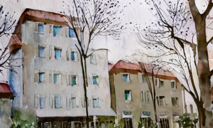 Kostel svatého Petra a Pavla (Žežice) – akvarel