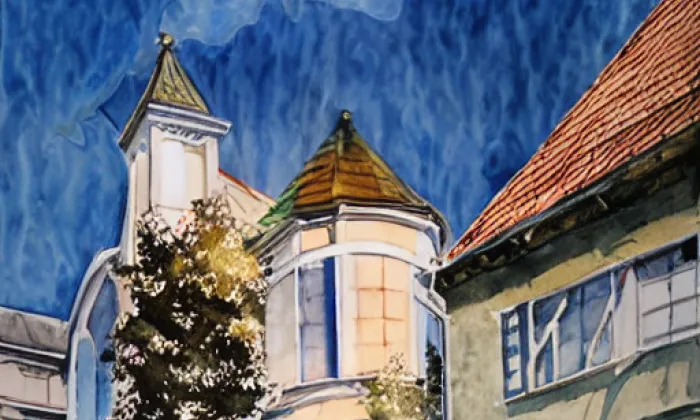 Kostel svatého Petra a Pavla (Březno) – akvarel