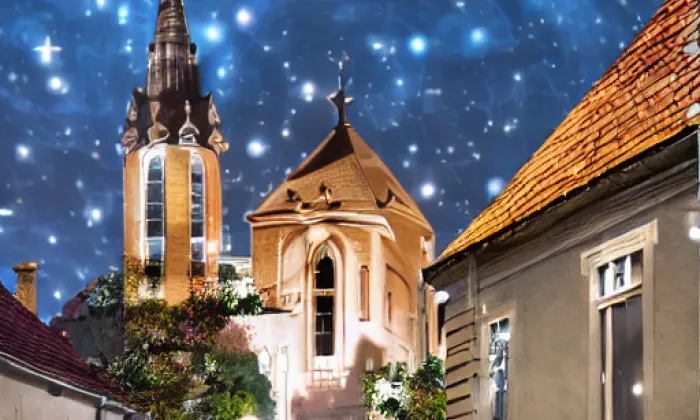 Kostel svatého Petra a Pavla (Březno) – noc