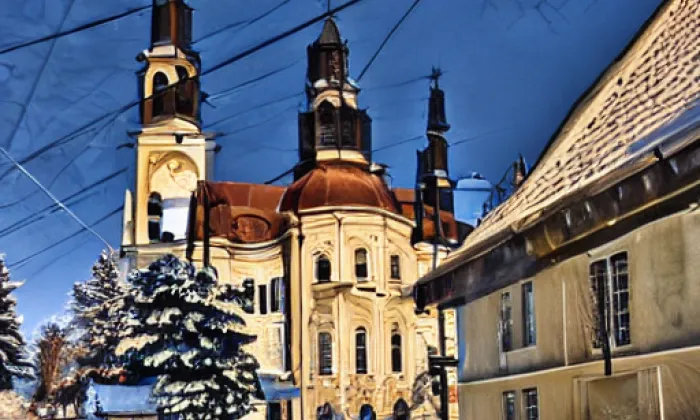 Kostel svatého Petra a Pavla (Březno) – winter