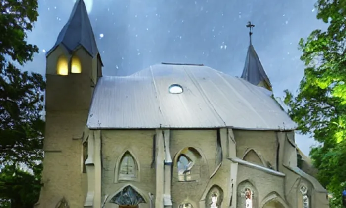 kostel svatého Petra a Pavla (Deštná) – noc