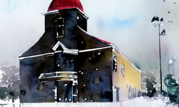 Kostel svatého Petra a Pavla (Dolní Malá Úpa) – akvarel