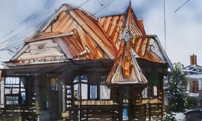 Kostel svatého Petra a Pavla (Hněvošice) – akvarel