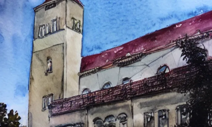 Kostel svatého Petra a Pavla (Horažďovice) – akvarel