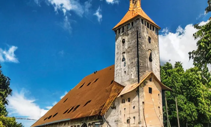 Kostel svatého Petra a Pavla (Jeníkovice) – akvarel
