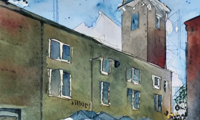 Kostel svatého Petra a Pavla (Krásný Les) – akvarel