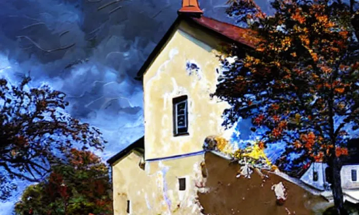 Kostel svatého Petra a Pavla (Podbřežice) – autumn