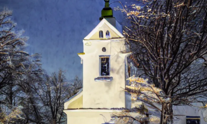 Kostel svatého Petra a Pavla (Podbřežice) – winter