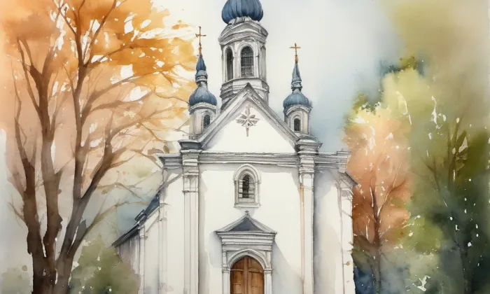 Kostel svatého Petra a Pavla (Rotava) – akvarel
