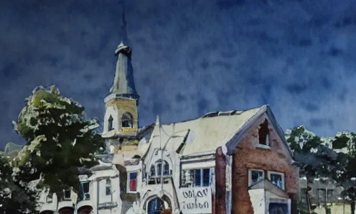 Kostel svatého Petra a Pavla (Vítkovice) – akvarel