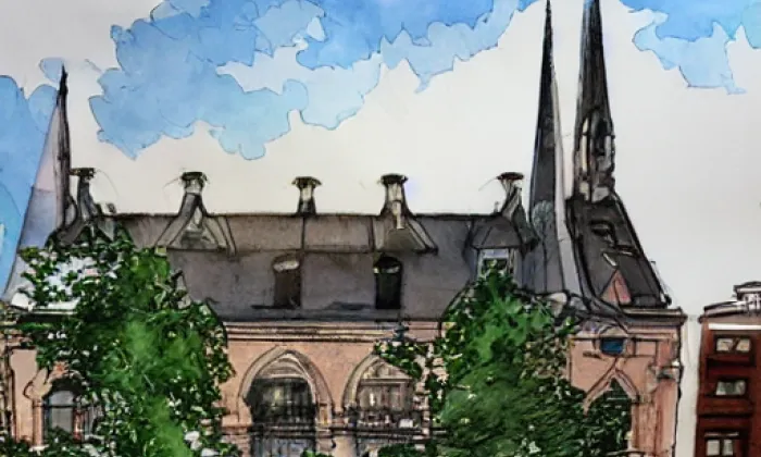 Kostel svatého Petra na Poříčí – akvarel