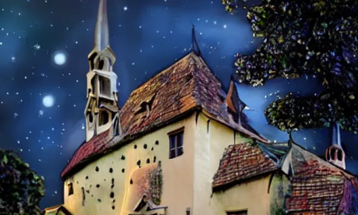 kostel svatého Prokopa (Čehovice) – noc