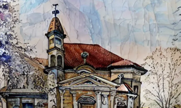 Kostel svatého Prokopa (Blažim) – akvarel