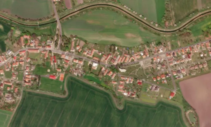 kostel svatého Prokopa (Budiměřice) – letecký pohled