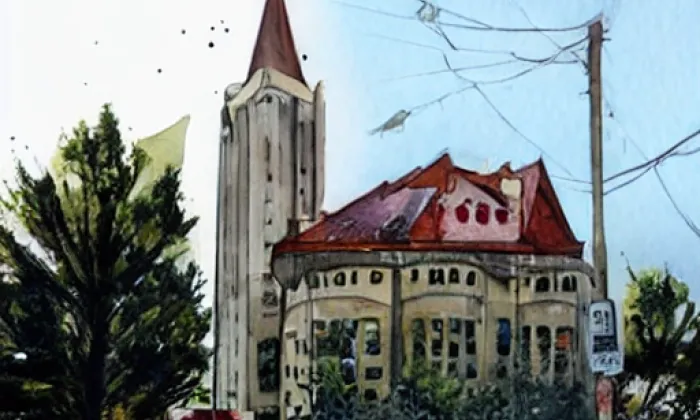 Kostel svatého Prokopa (Libošovice) – akvarel