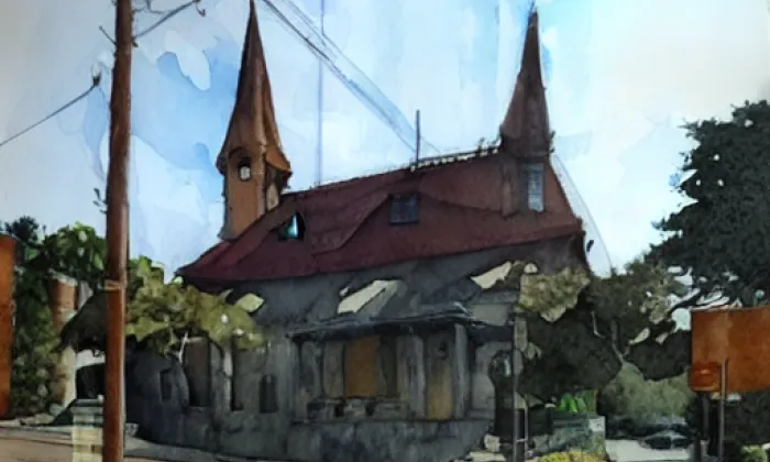 Kostel svatého Prokopa (Libušín) – akvarel