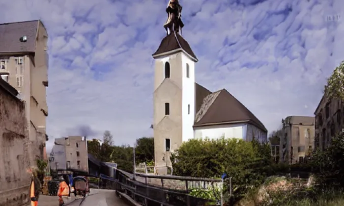 Kostel svatého Urbana (Vysoká) – akvarel