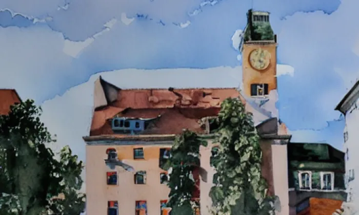 Kostel svatého Václava (Želenice) – akvarel