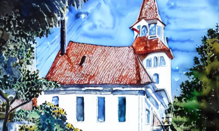 Kostel svatého Václava (Holubice) – akvarel