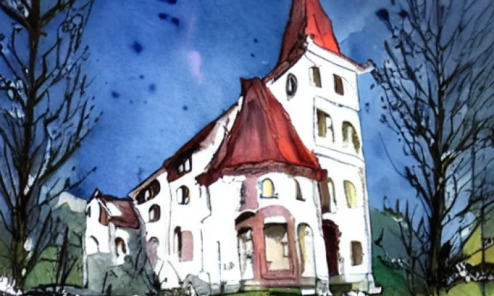 Kostel svatého Václava (Kydliny) – akvarel