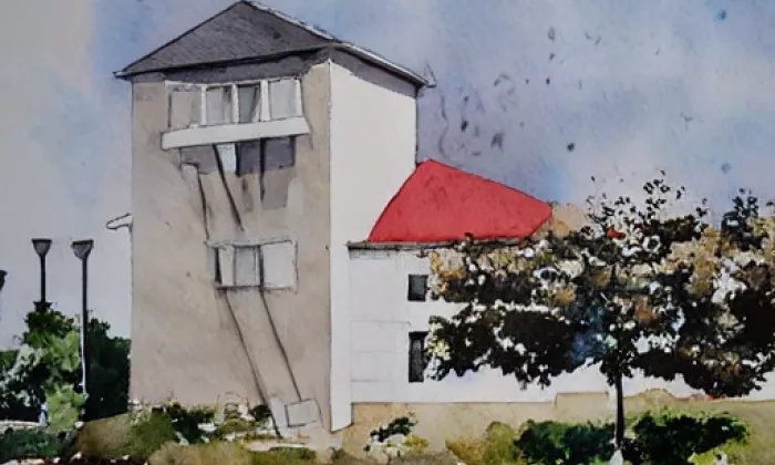 kostel svatého Václava (Lukovany) – akvarel