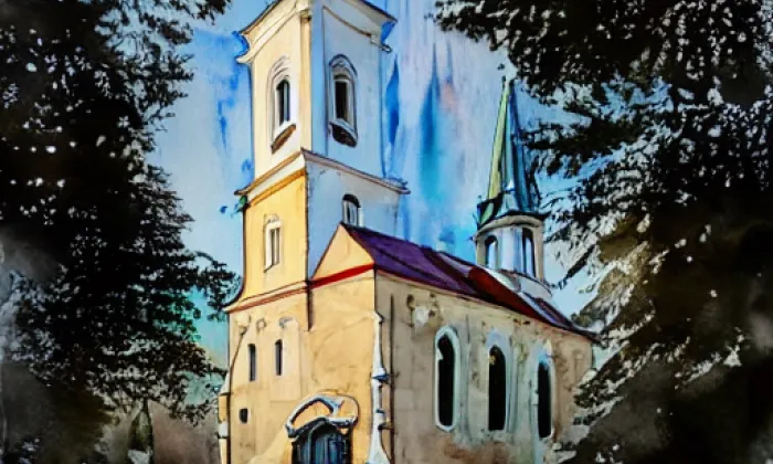 Kostel svatého Václava (Mníšek pod Brdy) – akvarel