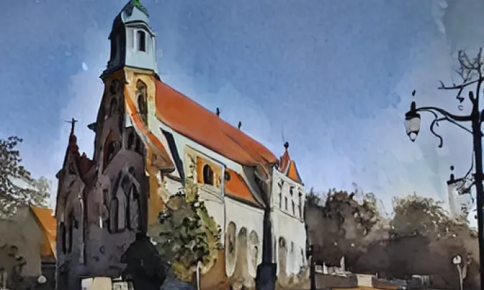 Kostel svatého Václava (Rozdělov) – akvarel
