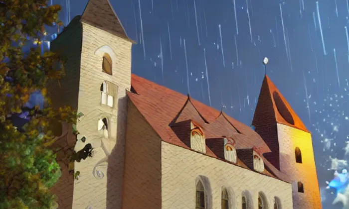 Kostel svatého Václava (Sýčina) – noc