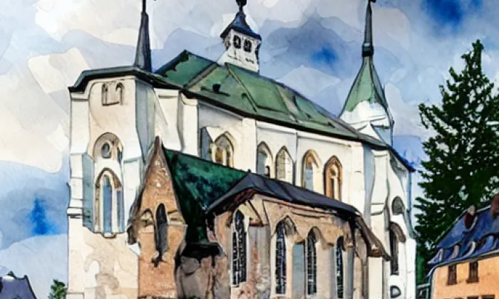 Kostel svatého Václava (Výsluní) – akvarel
