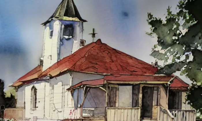 Kostel svatého Václava (Valtířov) – akvarel