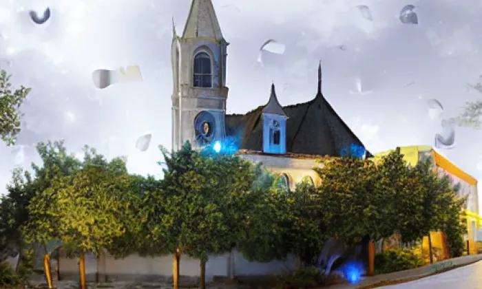 Kostel svatého Vavřince (Žákava) – noc