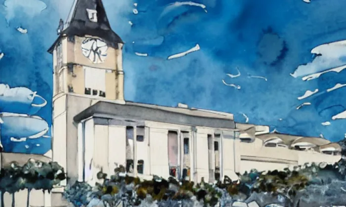 Kostel svatého Vavřince (Štáblovice) – akvarel