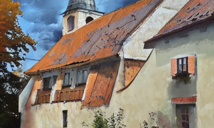 Kostel svatého Vavřince (Havraň) – autumn