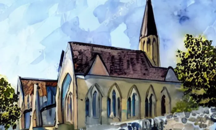 kostel svatého Vavřince (Horní Bojanovice) – akvarel