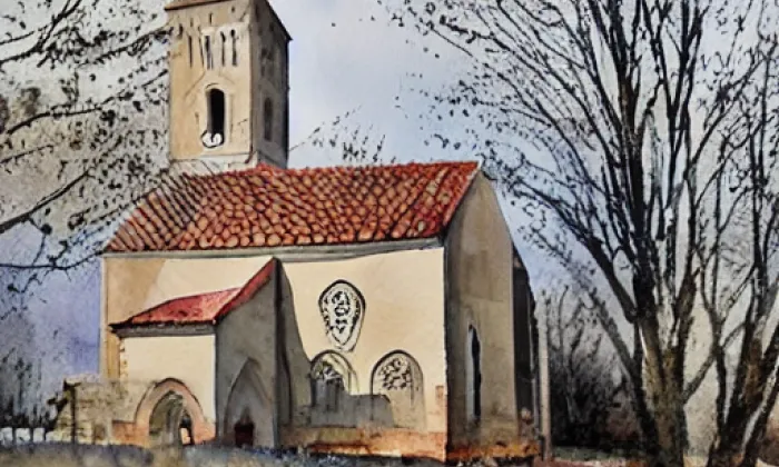 Kostel svatého Vavřince (Jinonice) – akvarel